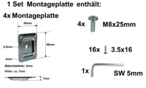 Befestigungsplatte Möbelfüße M8