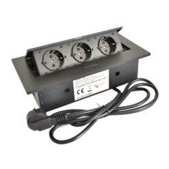 Einbausteckdose versenkbar Schwarz 3x Schuko 240V