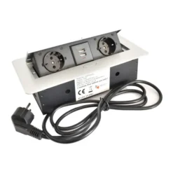Versenkbare Steckdose Silber Schuko USB