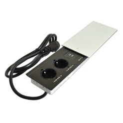 Einbausteckdose mit Schiebedeckel Silber USB