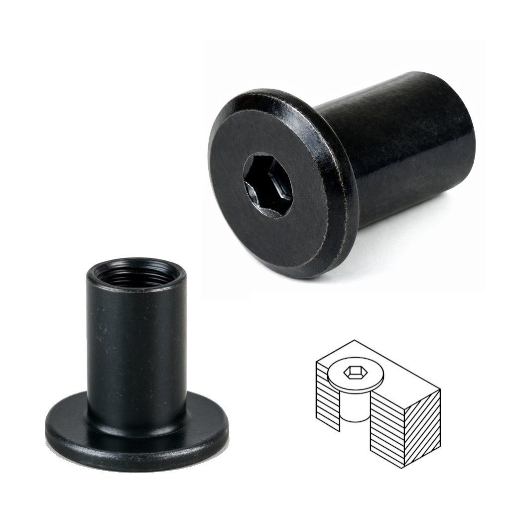 Hülsenmutter M6 schwarz