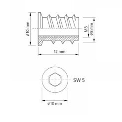 M5 Gewindeeinsatz Holz