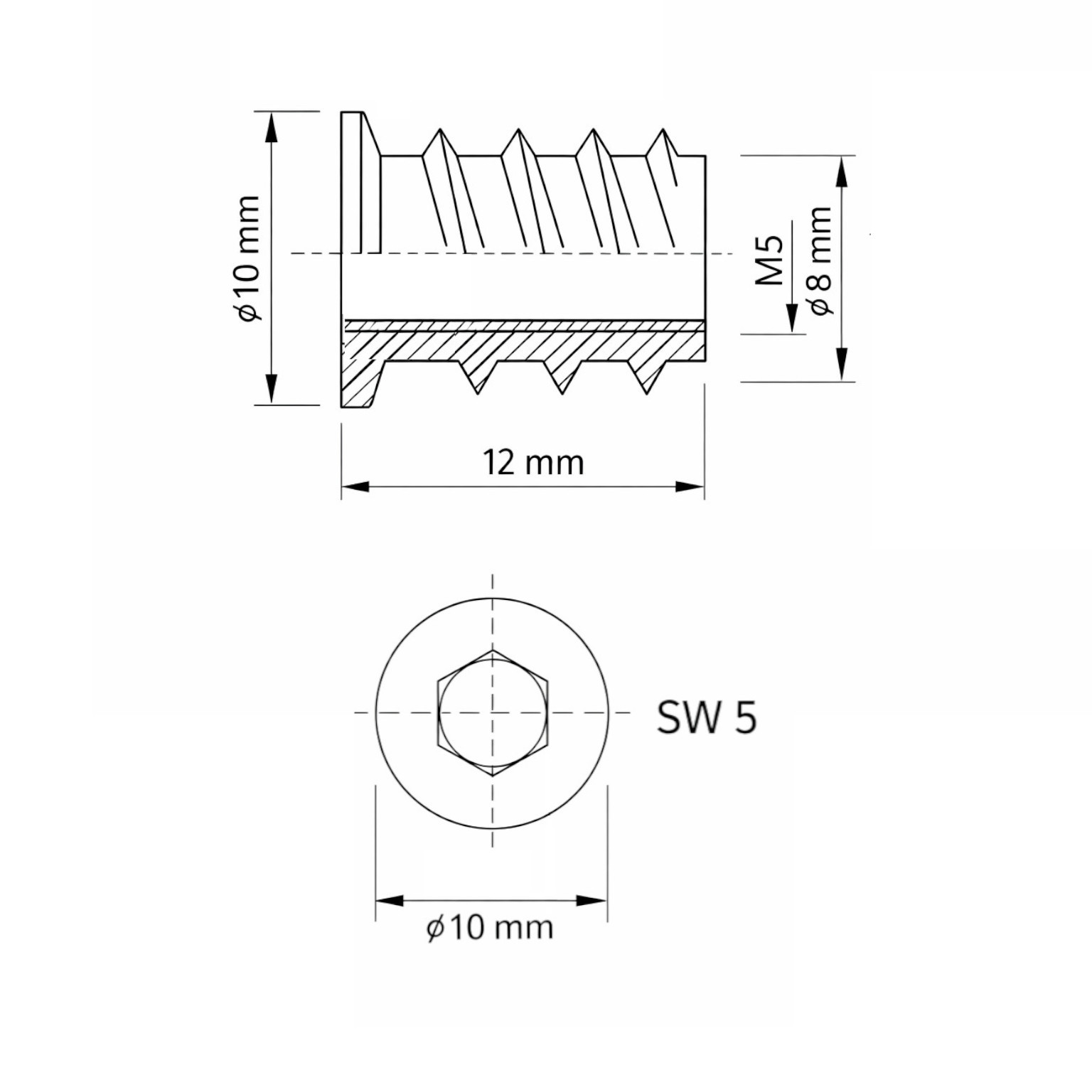 M5 Gewindeeinsatz Holz