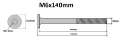 Technische Zeichnung flachkopfschrauben M6x140