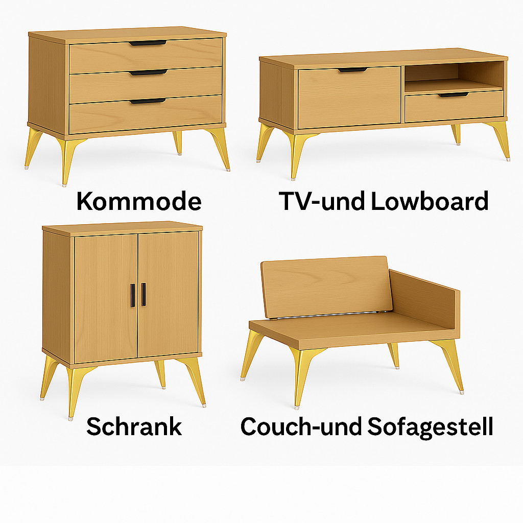 Möbelfüße aus Metall schräg stahl