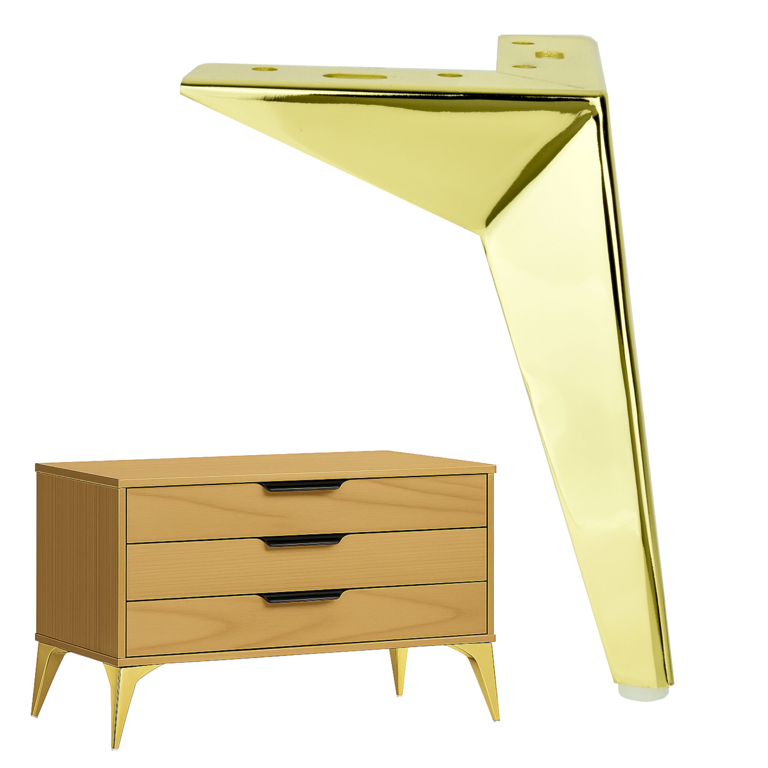 Möbelfüß Gold Metall schräg 190