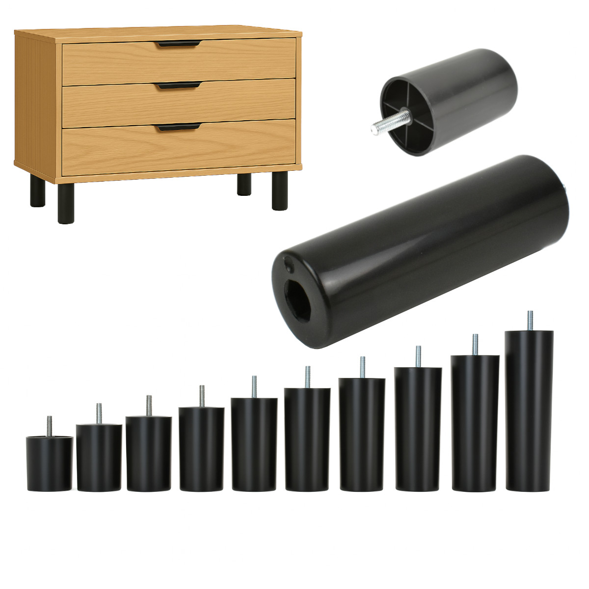 Möbelfüße rund M8 50 mm