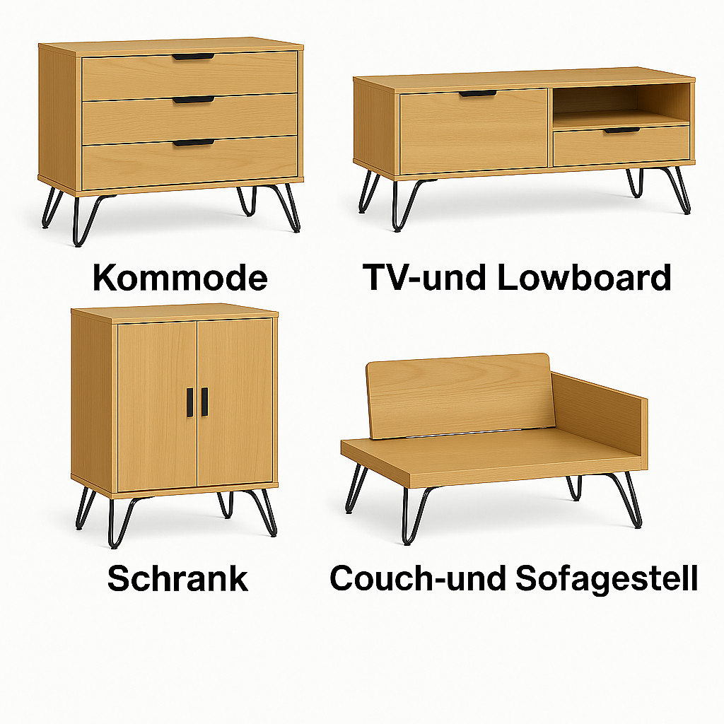 Möbelfuß Stahlstange Schwarz 10cm geneigt