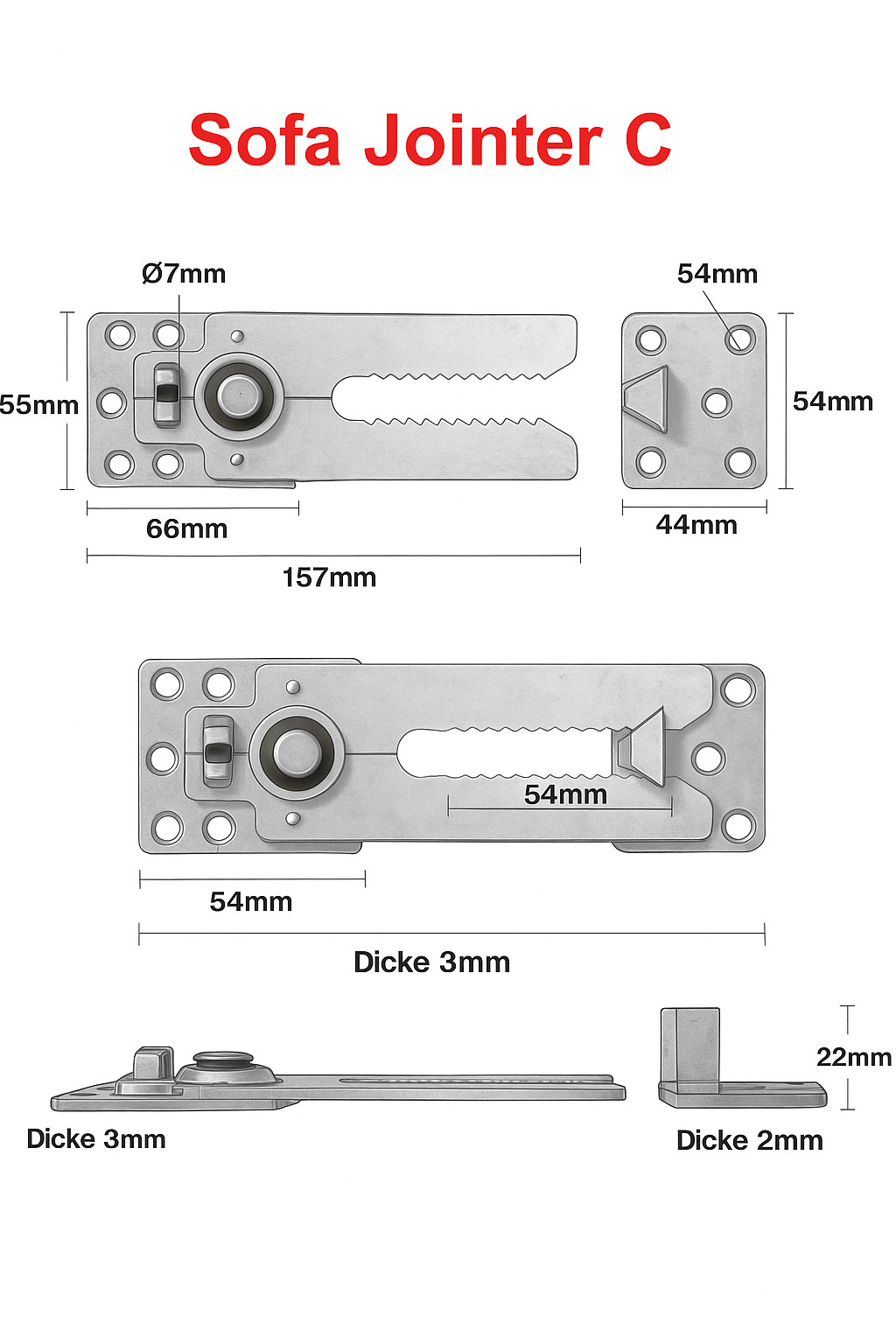 Möbelverbinder Sofa Steckverbinder Polstermöbel Metall abmessungen