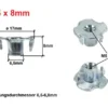 Einschlagmutter M4 x 8 mmabmessungen