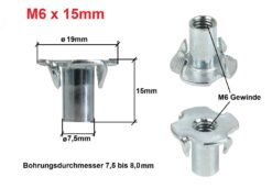Einschlagmuttern M6 x 15 mm abmessungen