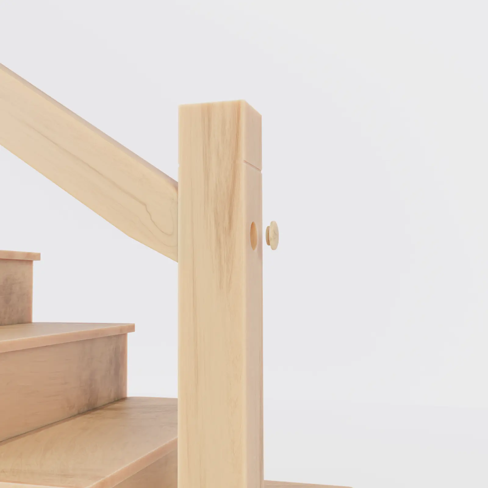 Eingesetzte Abdeckkappen aus Esche verdecken Bohrlöcher im Möbelstück