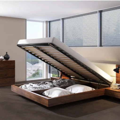 Lattenrost 140x200 cm mit Bettkasten Lift mit Gasdruckfedern