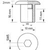 Hülsenmutter M8 x 16 mm verzinkt Flachkopf abmessungen