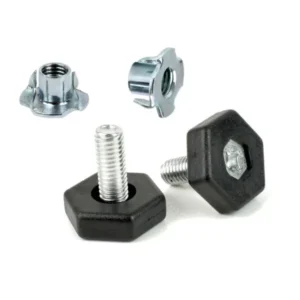 Komponenten 4er set – m8 schraube, fußplatte, einschlagmutter