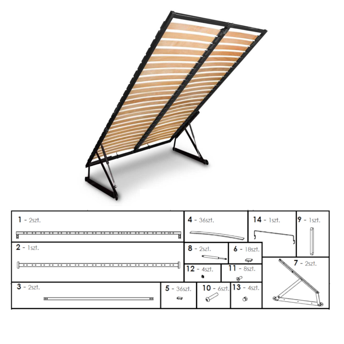 Lift-Lattenrost 140×200 – Hebemechanismus und Gasdruckfedern