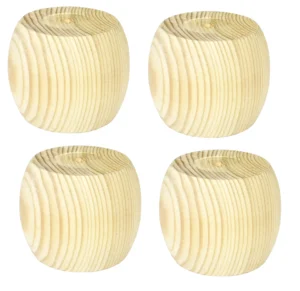 Vier runde Möbelfüße aus Kiefernholz mit 5 cm Höhe, natur, geeignet für Sofa oder Kommode