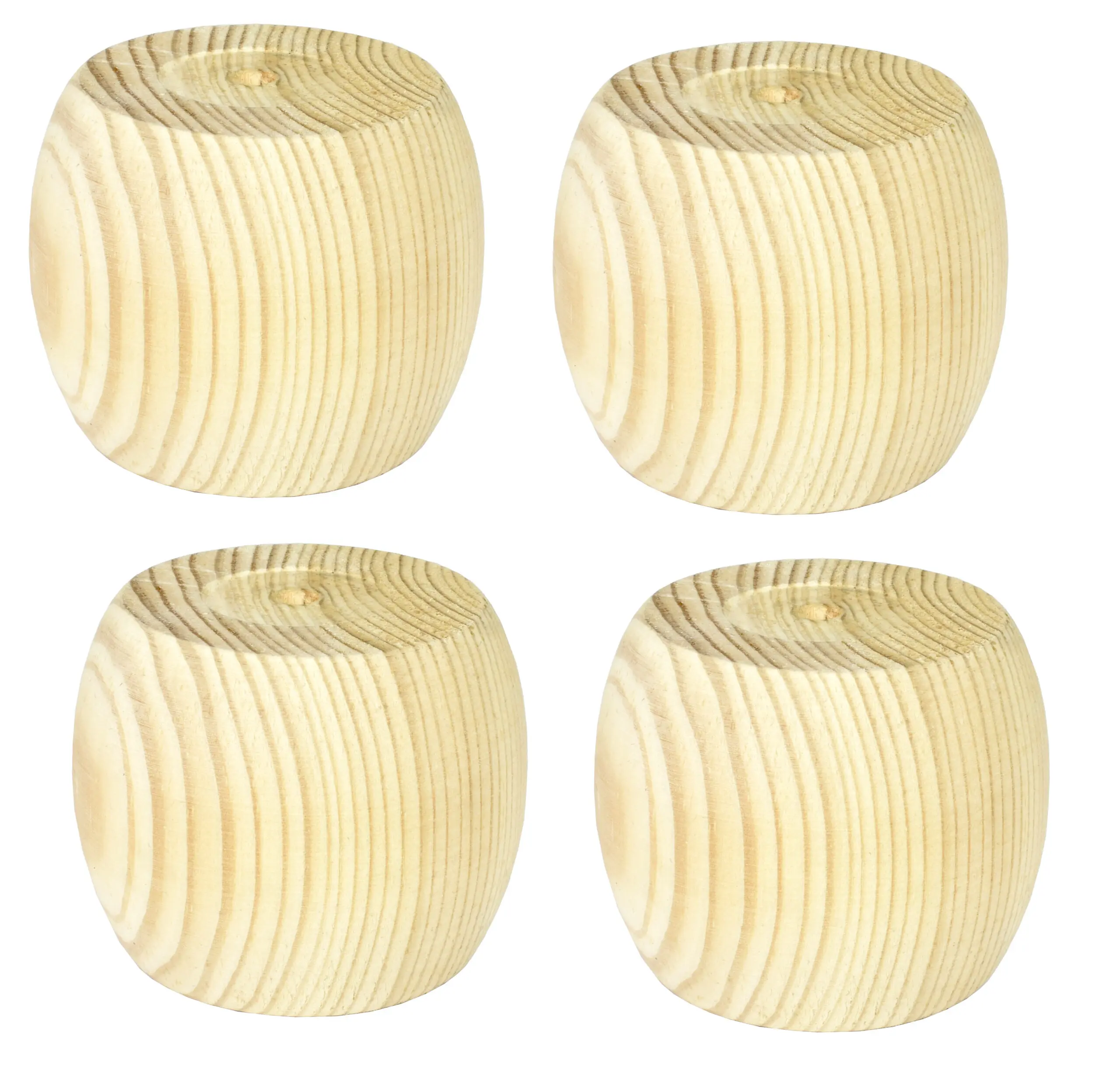 Vier runde Möbelfüße aus Kiefernholz mit 5 cm Höhe, natur, geeignet für Sofa oder Kommode