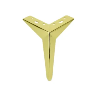 Obere Ansicht Möbelfuß Gold 19 cm mit quadratischer Montageplatte und Bohrlöchern