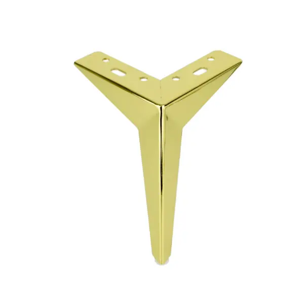 Obere Ansicht Möbelfuß Gold 19 cm mit quadratischer Montageplatte und Bohrlöchern