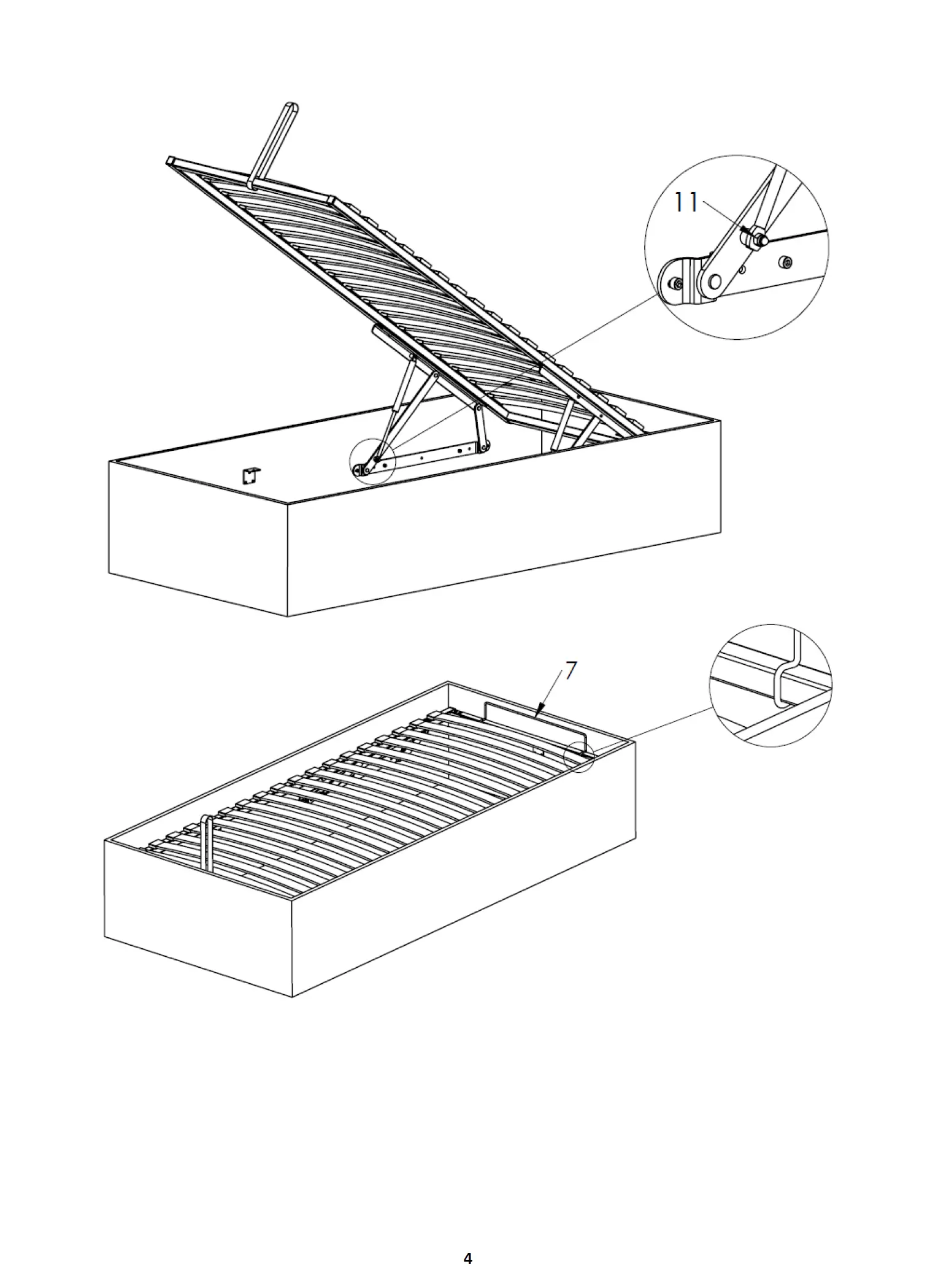 Hebemechanismus bett