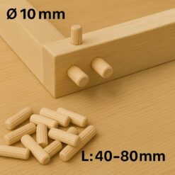 Riffeldübel 10 mm aus Buchenholz im 1 kg Beutel mit Anwendung im Möbelbau – Länge 40–80 mm