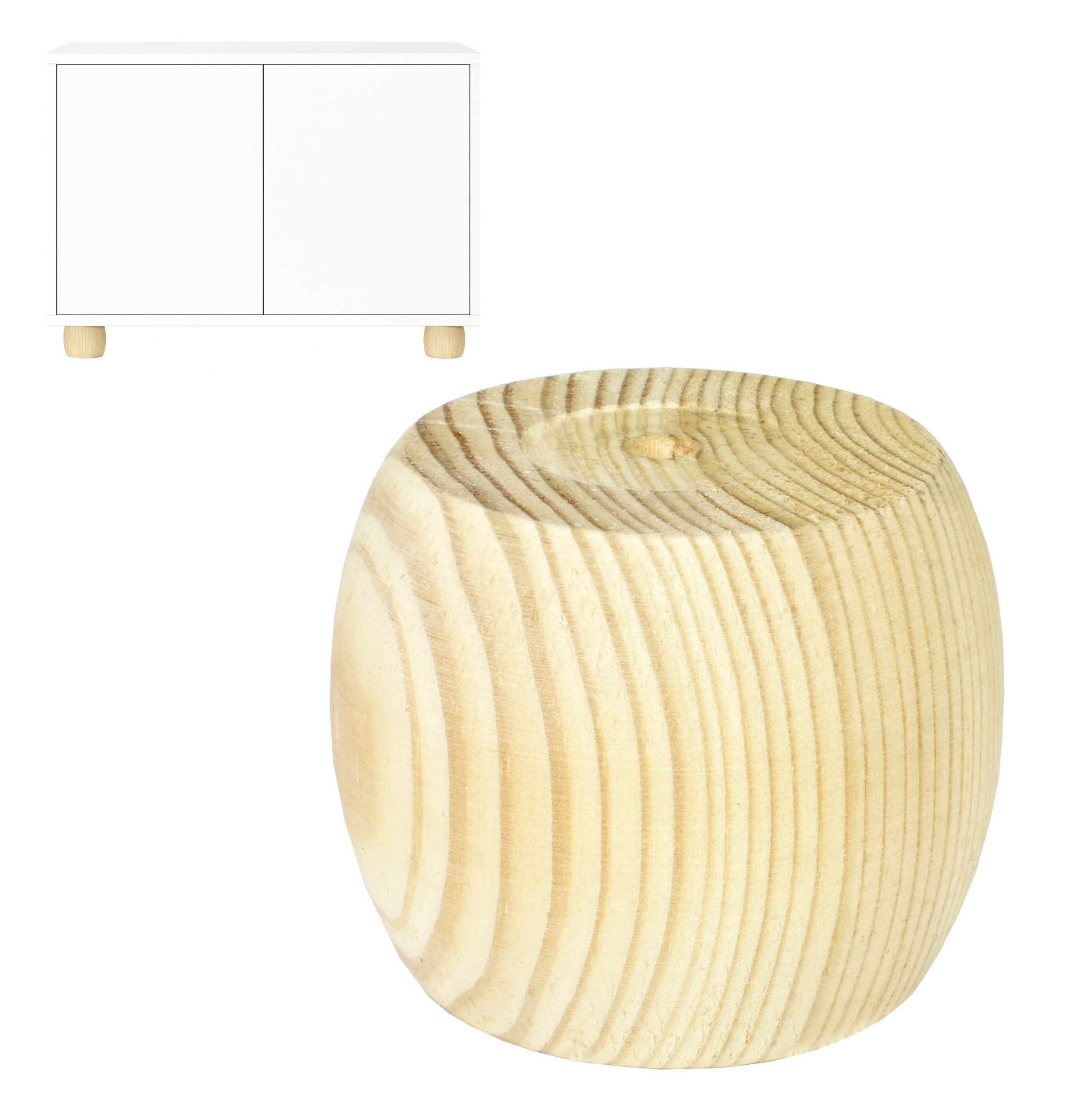 Runde Möbelfüße Kiefernholz 5 cm