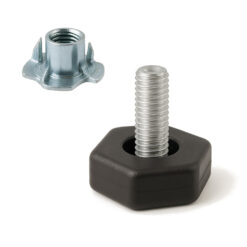 Stelfuß m8 mit kunststofffuß und einschlagmutter – seitenansicht