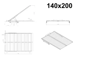 Montageschema des Lift-Lattenrosts 140x200 – Einbau mit Springaufbeschlag