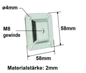 Technische zeichnung Befestigungsplatte Möbelfüße M8 gewinde