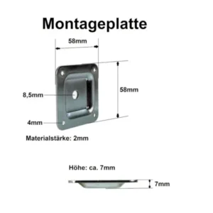 Technische zeichnung montageplatte typ 2 – maße, gewinde m8, bohrlöcher