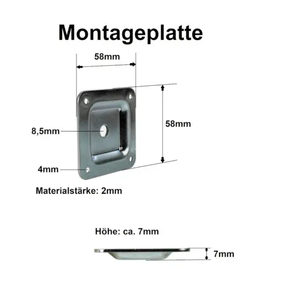 Technische zeichnung montageplatte typ 2 – maße, gewinde m8, bohrlöcher