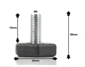 Technische zeichnung m8x26 schraubfuß – maße und details