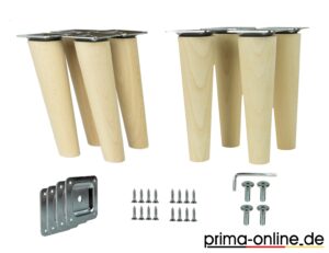 Set aus Holzbeinen aus Buche für Möbel, gerade oder schräg