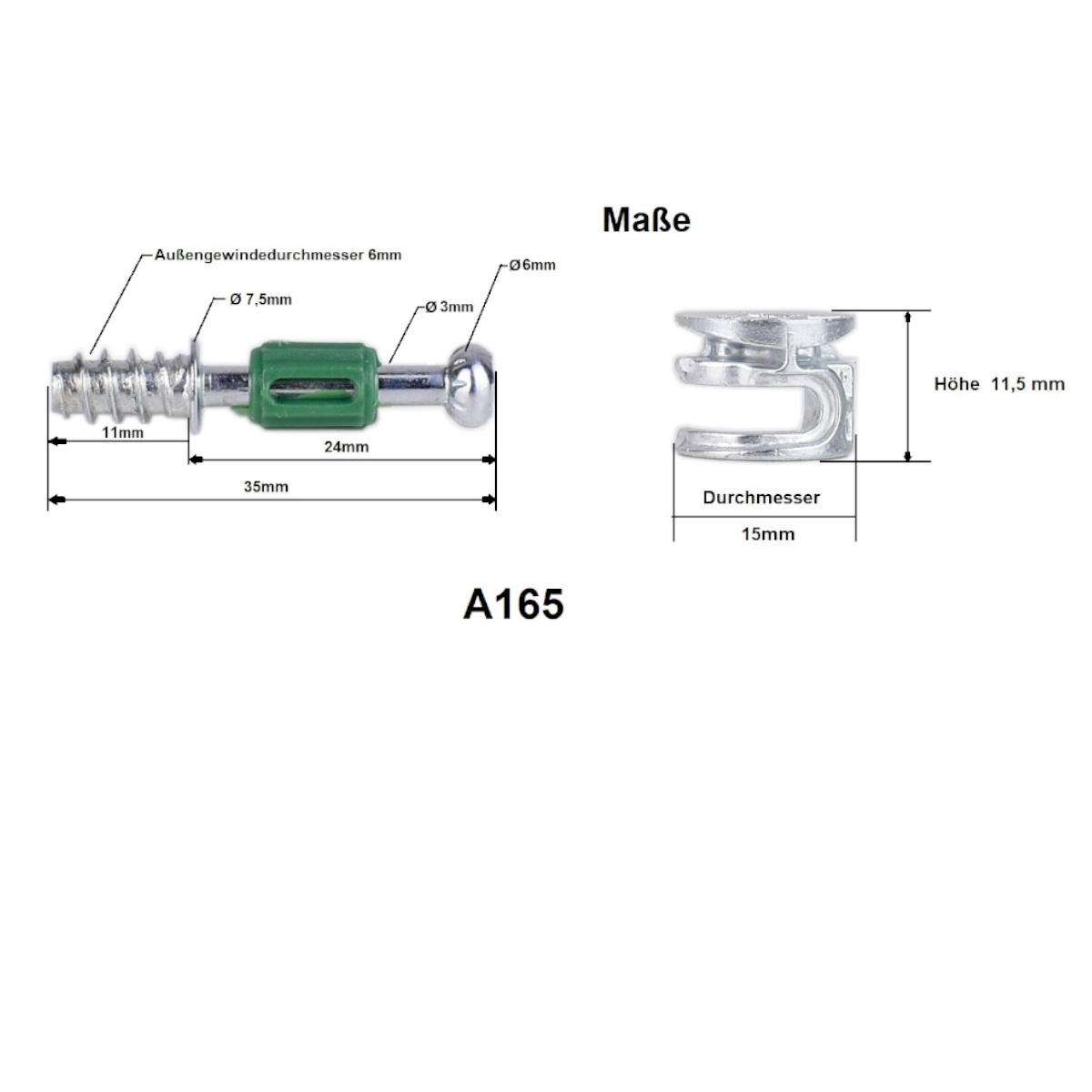Einschraubdübel 6x11mm Gesamtlänge 35mm