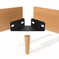 Bettwinkel schwarz 126x126x50 mm montiert am Bettrahmen