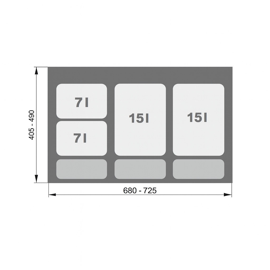 Technische Maße Mülltrennsystem 80 cm 4-fach