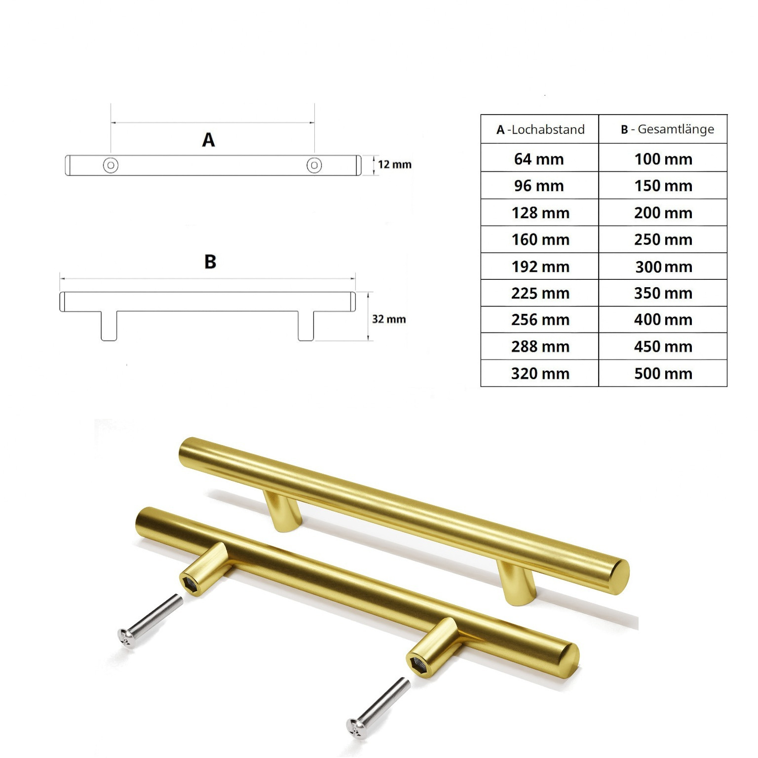Möbelgriff Gold aus Aluminium