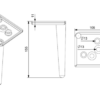 Technische Zeichnung Möbelfuß 15,5 cm – Maße der Montageplatte 106 x 106 mm