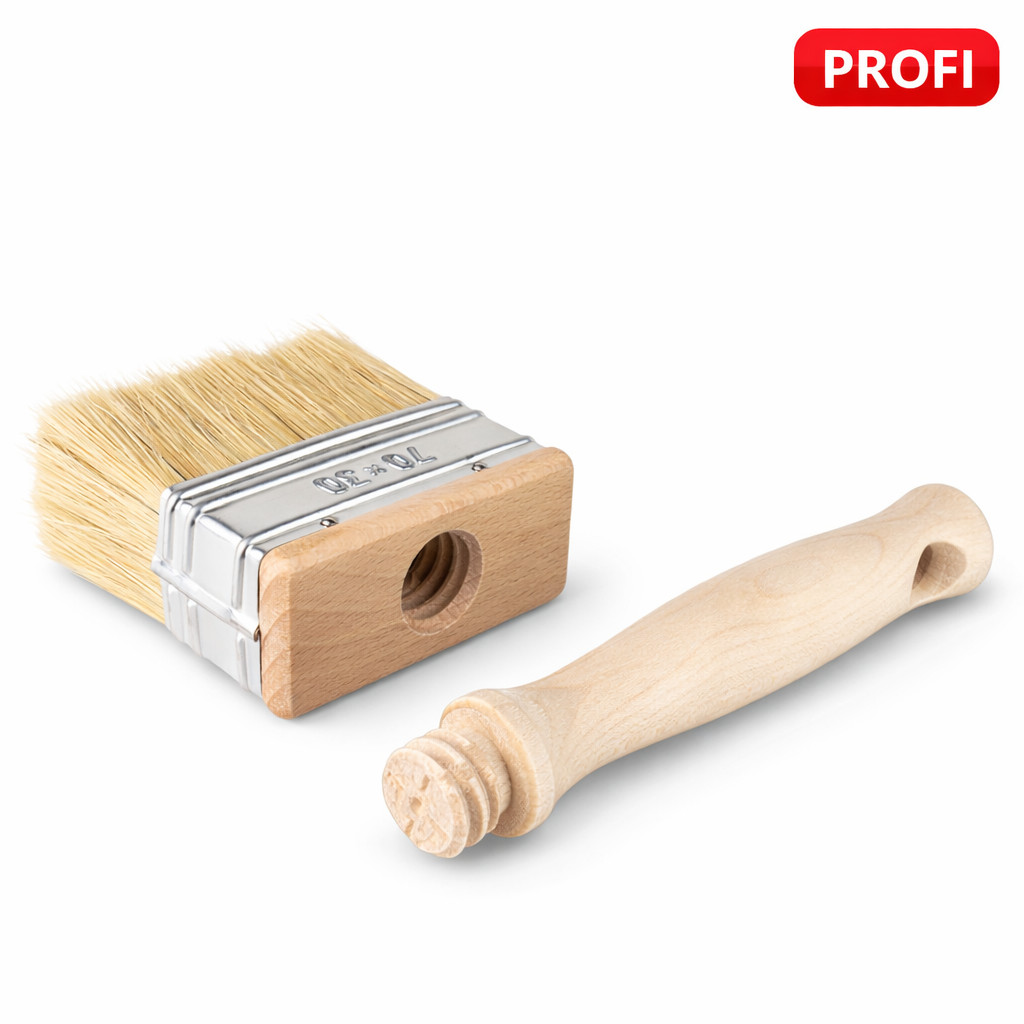 Malerpinsel 70 mm für große Flächen – Kleisterpinsel Flächenstreicher Holzgriff
