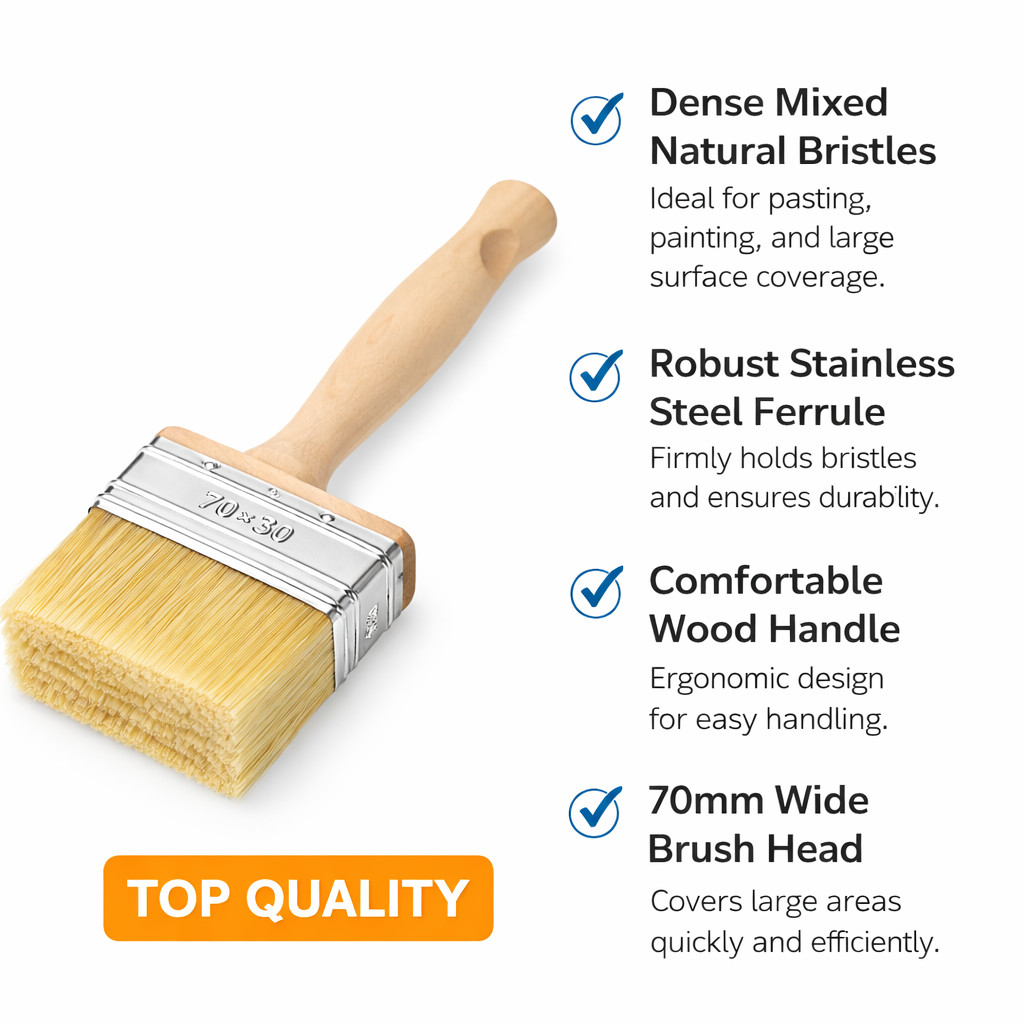 Maler Flachpinsel 70 mm Holzgriff – Pinsel für Renovierung und Ausbau