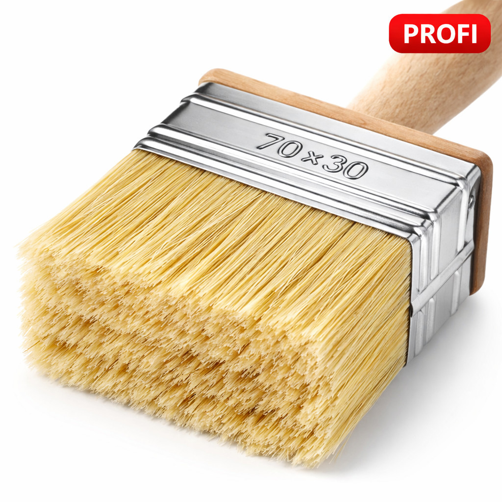 Flachpinsel 70 mm breit – Profi Pinsel 70x30 mit Naturborsten und Metallzwinge