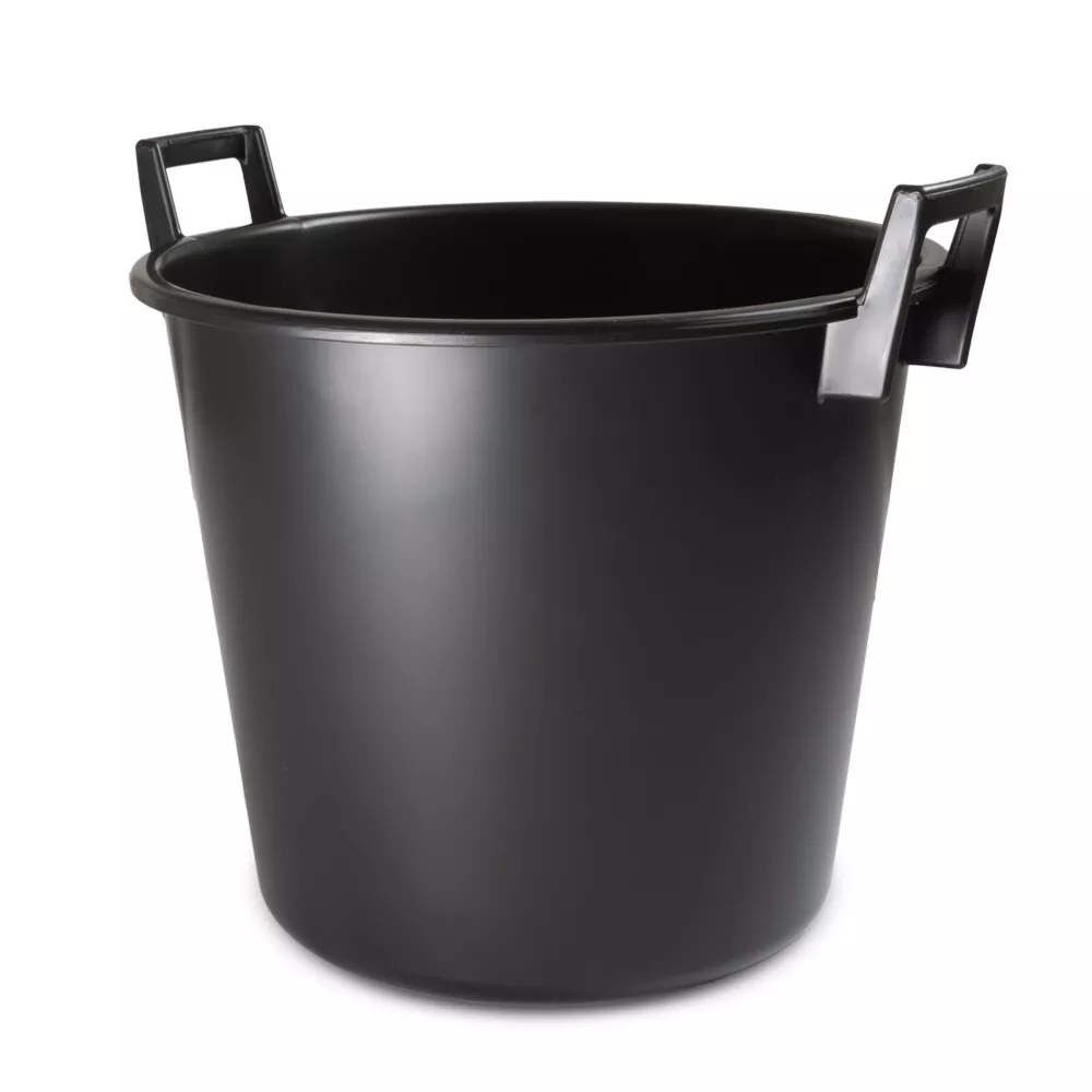 Baueimer 40 L schwarz mit 2 Griffen aus Kunststoff