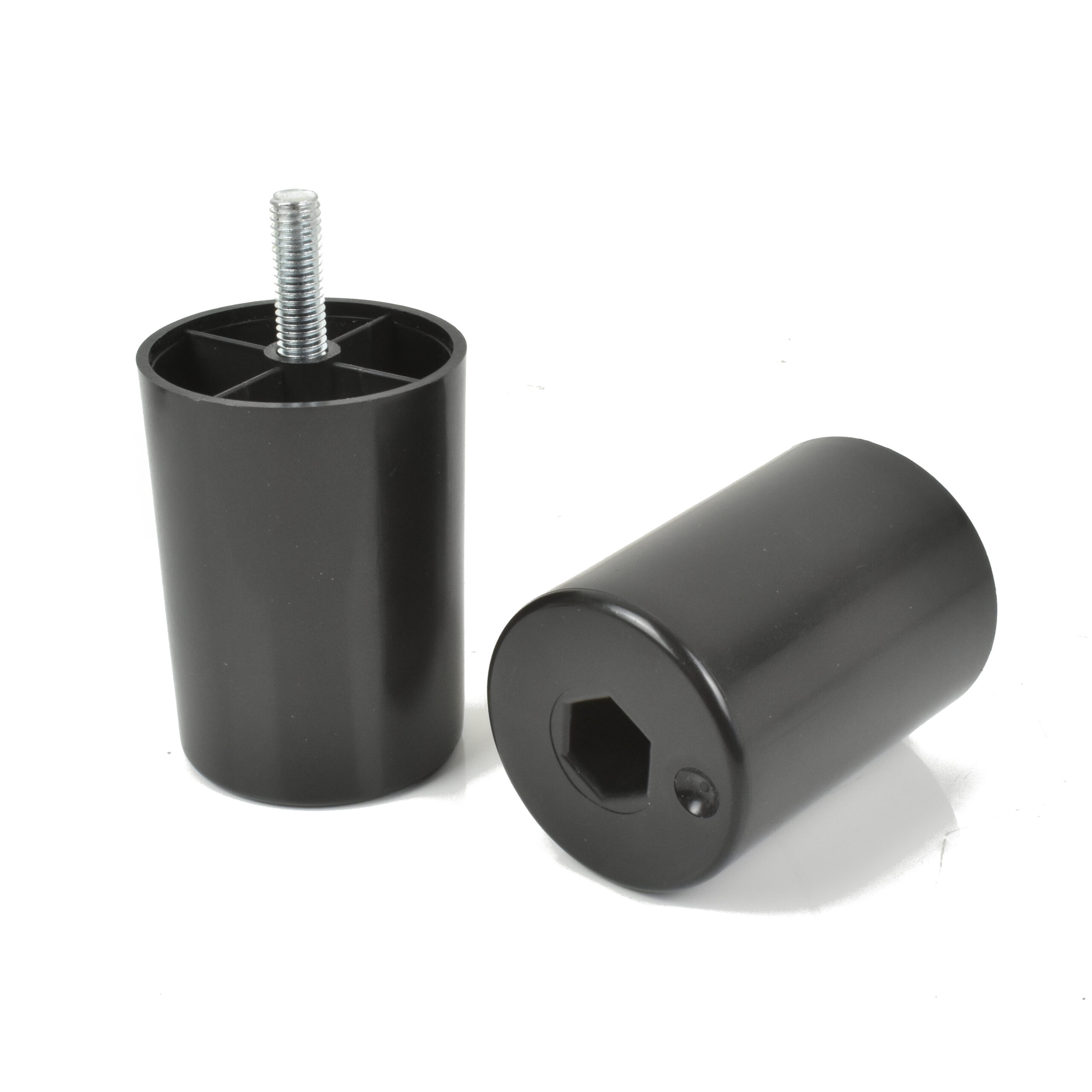 Runde Möbelbeine aus Kunststoff 50 mm schwarz im 4er-Set mit M8 Gewinde