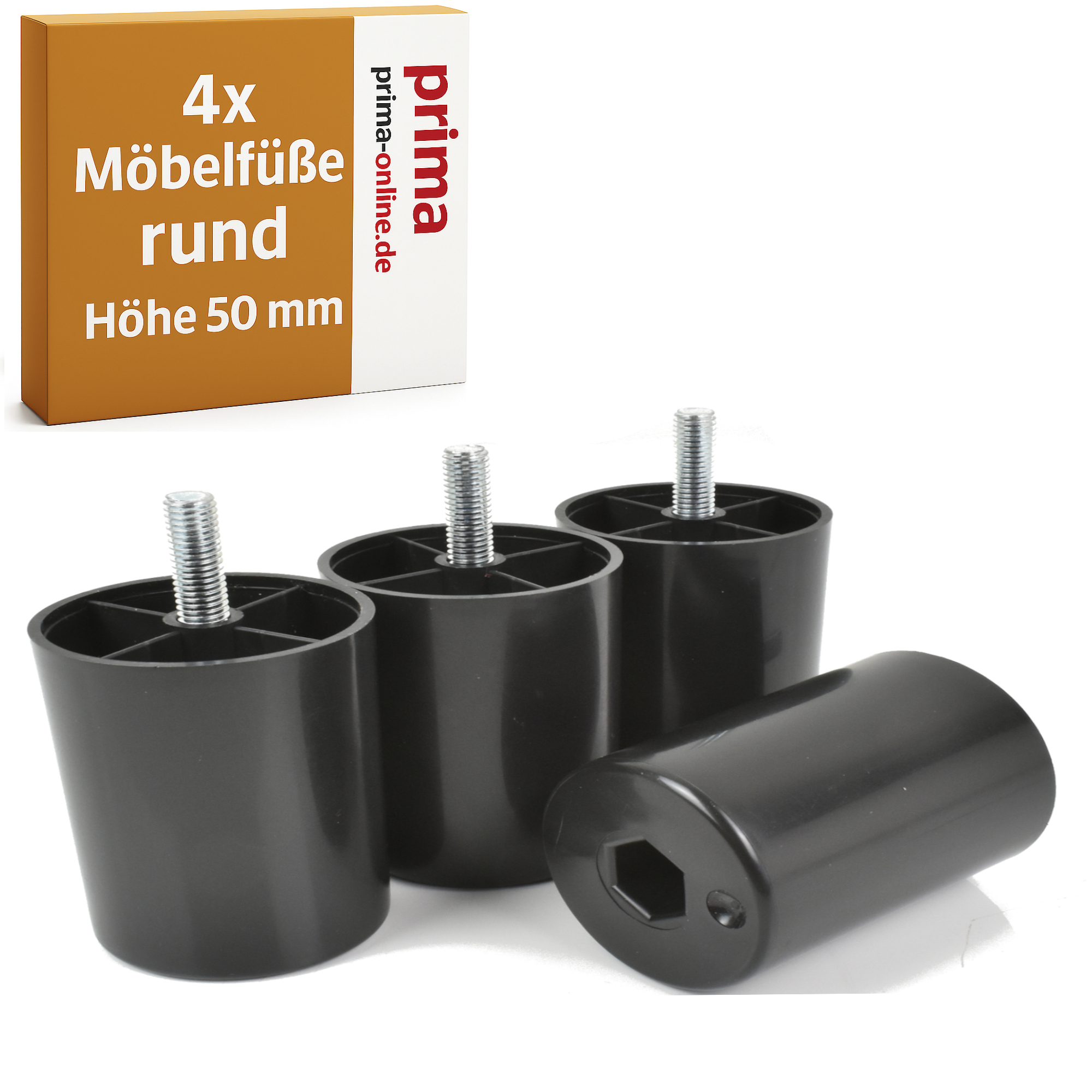 Möbelfüße Kunststoff H 50mm mit Montageplatte