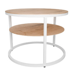 Weißes Tischgestell, erhältlich in zwei Größen – Ø60x42 cm für kleinere Couchtische und Ø70x49 cm für größere Designs.