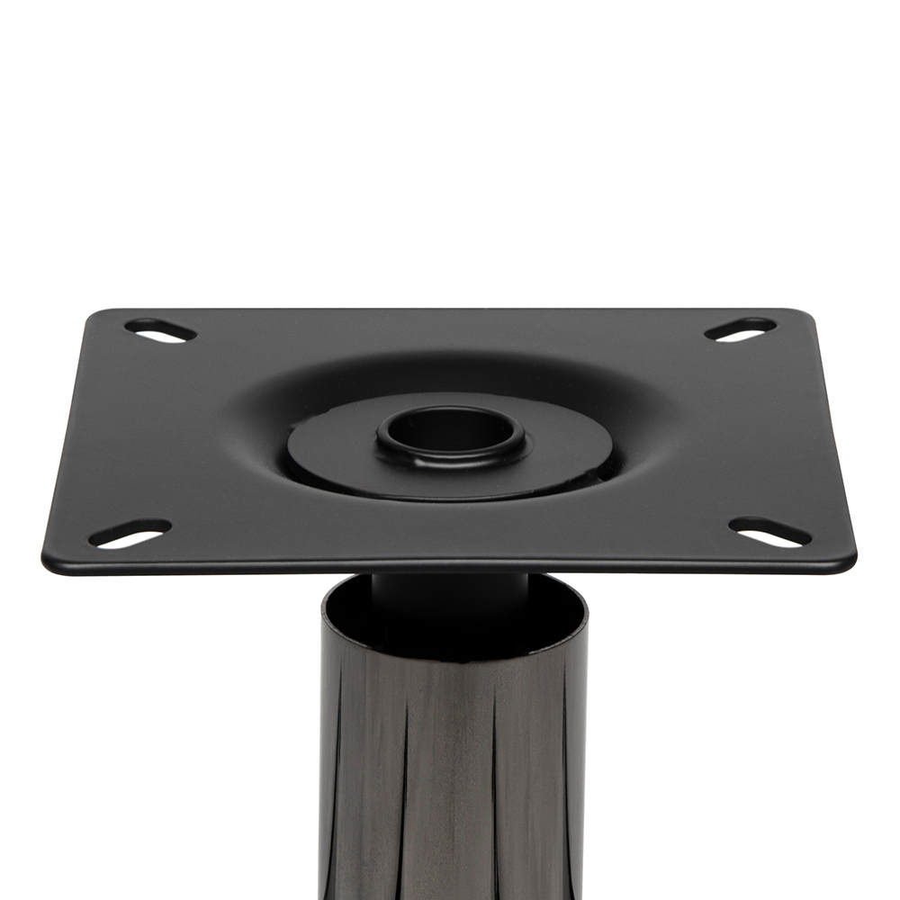 Dunkel-nickelfarbenes Metall-Stuhlgestell mit montiertem Sitz, betont die elegante und langlebige Erscheinung des Produkts.