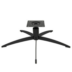 Schwarzes Metall-Stuhlgestell mit montiertem Drehstuhl, zeigt die robuste Konstruktion und moderne Optik. Perfekt für Bürostühle und Loungesessel