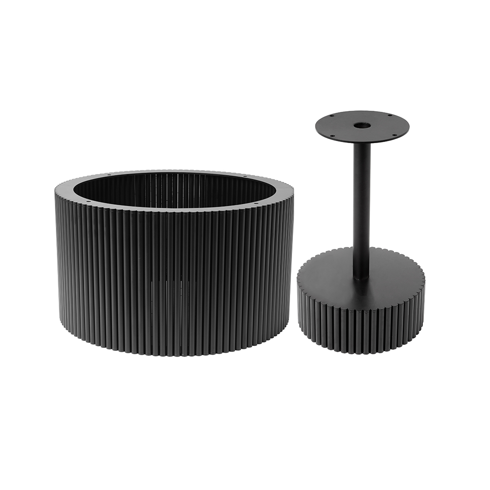 Metall Tischgestell Riffelstruktur Schwarz