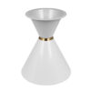Weißes Metall-Tischgestell (Small) Hochwertiges weißes Tischgestell in der Größe Small mit modernem Design, runden Formen und einem goldenen Zier-Ring, ideal für helle und minimalistische Einrichtungen.